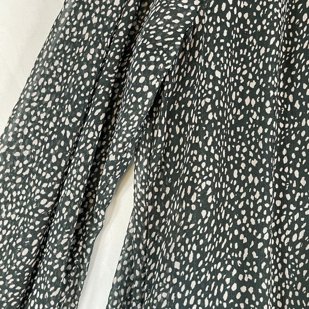 Joie Green Animal Print Short Dress Balloon Sleeve Womens SIZE XL Tunic Ditsy - Picture 7 of 13